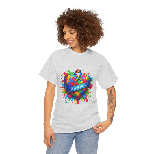 Autism Awareness Unisex Heavy Cotton Tee - We Wear Autism Heart Design My Store