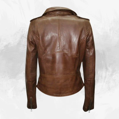 Women's Brown Real Leather Moto Jacket – Soft Lambskin Biker Style | Premium Fit | Genuine Leather Outerwear for Her My Store