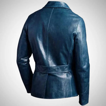 Men’s Lambskin Slim Fit 4-Pocket Leather Blazer Jacket My Store