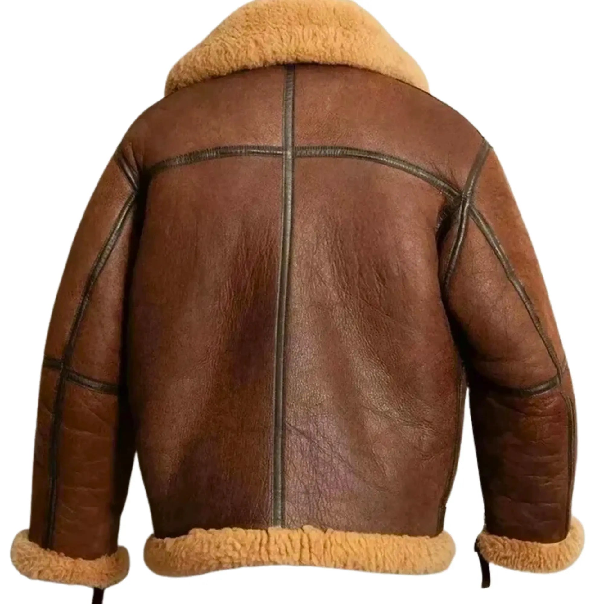 Men’s Brown RAF B3 Shearling Bomber Jacket – Vintage Aviator Real Sheepskin Coat My Store