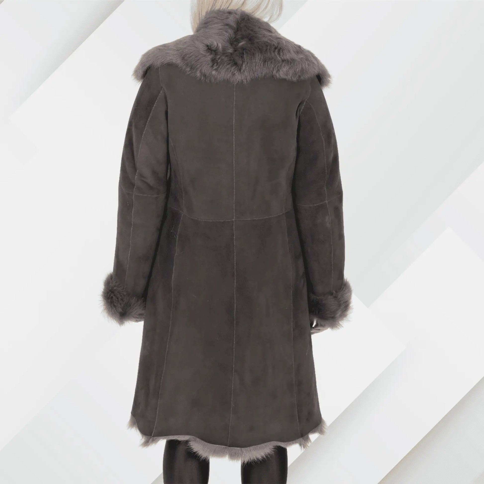 Women’s Toscana Sheepskin 3/4 Long Coat – Suede Shearling Luxury Jacket My Store