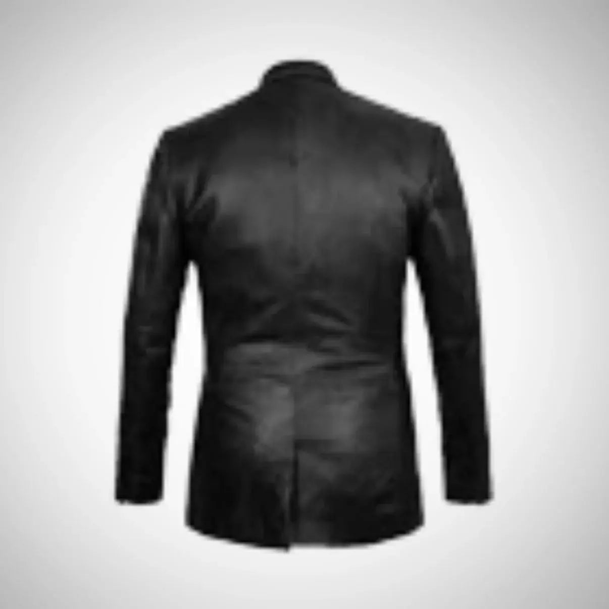 Back view of black Real Leather Quilted Coat from My Store slim tailored fit with center vent